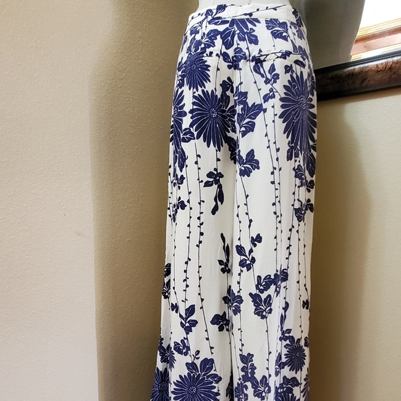 Free People Sundae Blue Floral Print Wide Leg Pants - Picture 8 of 16